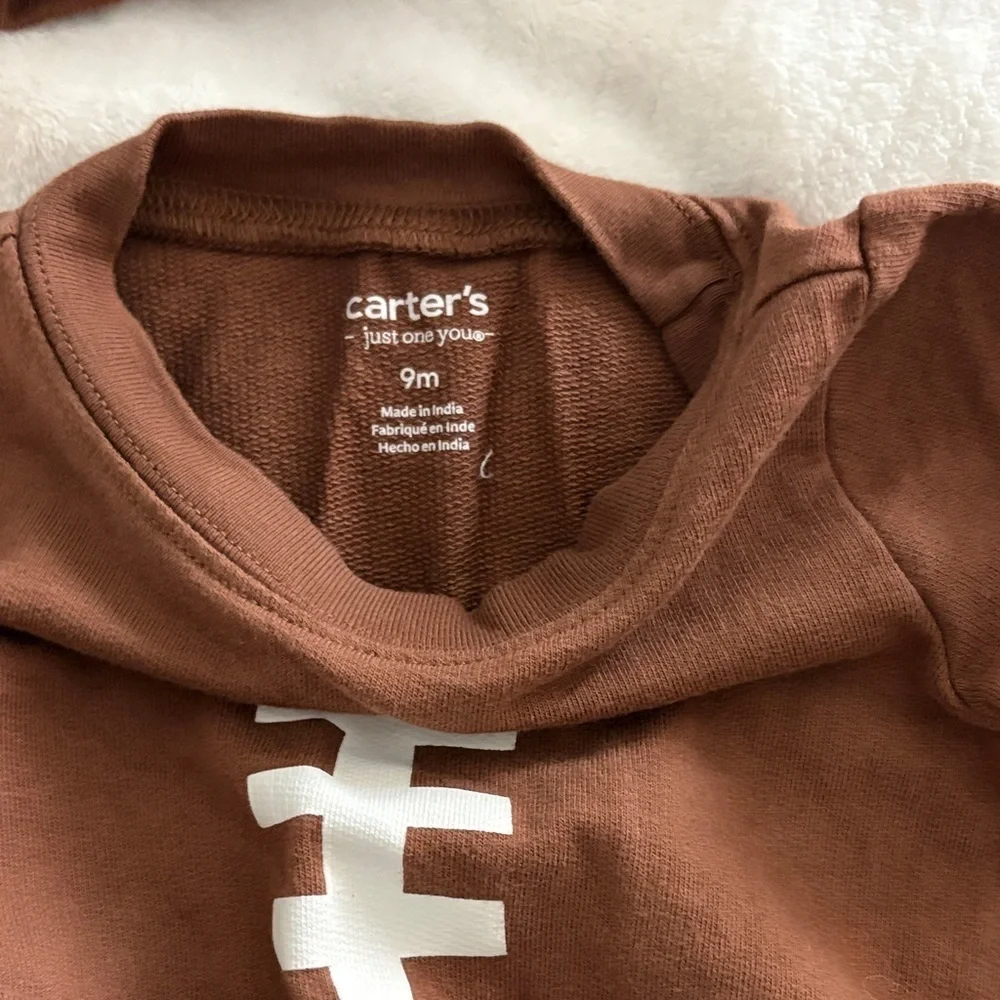 Carter's Brown Football Bodysuit with Cap